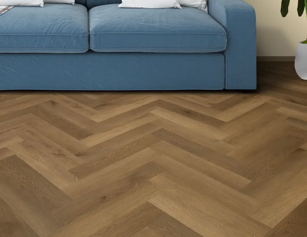 TRIBECA SMOKEY BROWN (HERRINGBONE) AMBIENTADA